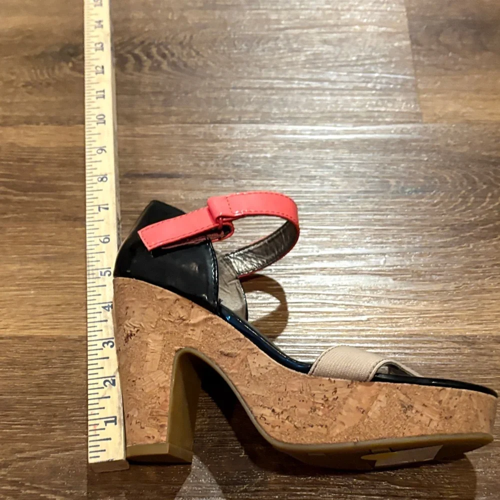 Fergalicious Coral and Beige Platform Heels